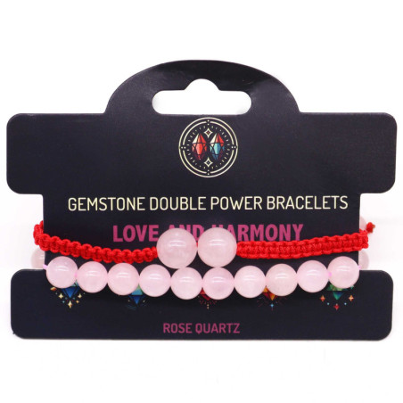 Bracelets à double pouvoir en pierres précieuses - Quartz rose