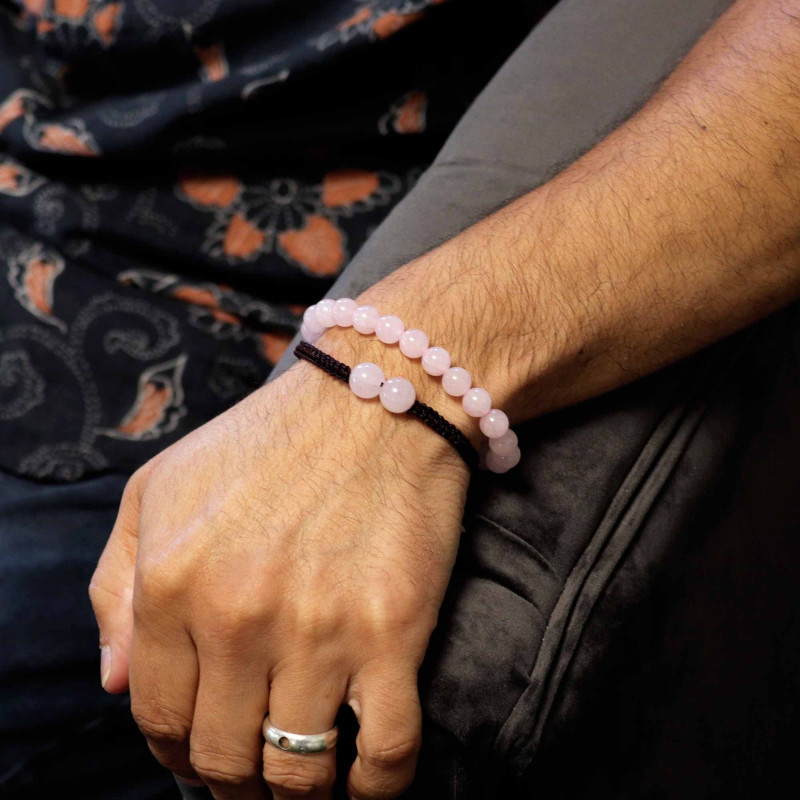 Bracelets à double pouvoir en pierres précieuses - Quartz rose