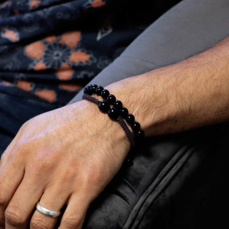 Bracelets à double pouvoir en pierres précieuses - Agate noire