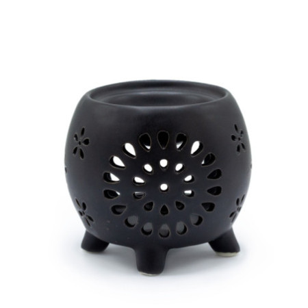 Brûleur à huile Squat Pot Flower Burst - Noir mat