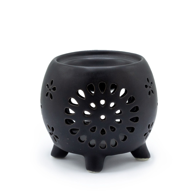Brûleur à huile Squat Pot Flower Burst - Noir mat
