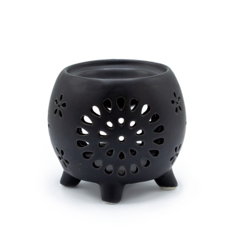 Brûleur à huile Squat Pot Flower Burst - Noir mat
