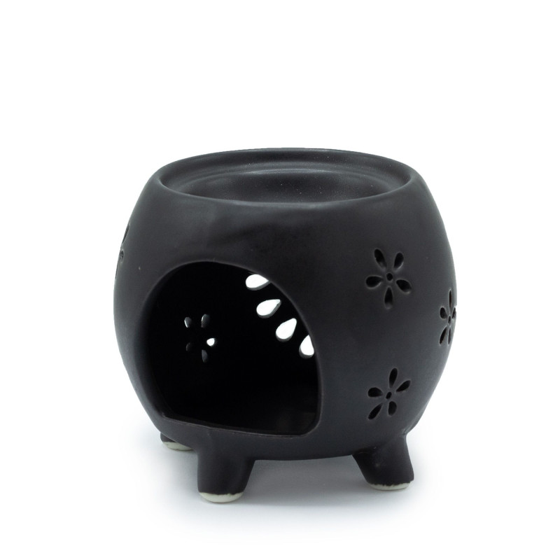 Brûleur à huile Squat Pot Flower Burst - Noir mat