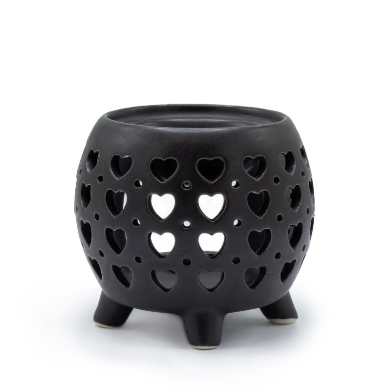 Brûleur à huile Squat Pot Multi Hearts - Noir mat