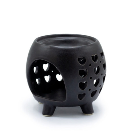 Brûleur à huile Squat Pot Multi Hearts - Noir mat