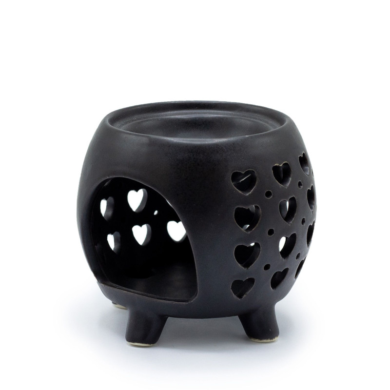 Brûleur à huile Squat Pot Multi Hearts - Noir mat