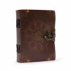 Carnet de notes en cuir à bords frangés motif lotus mandala (7 x 5 po)