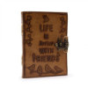 Journal en cuir - Papier ordinaire - La vie est meilleure avec des amis (7 x 5 po) - Beige clair