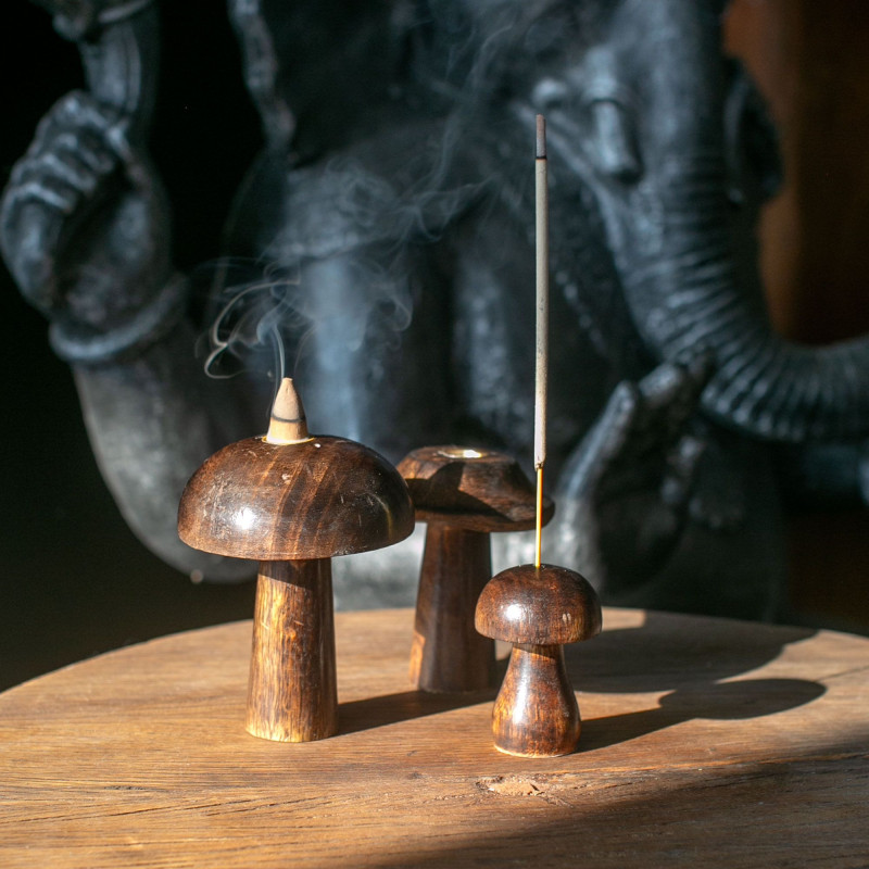 Lot de 3 mini champignons d'encens (8 cm 7 cm 6,5 cm)