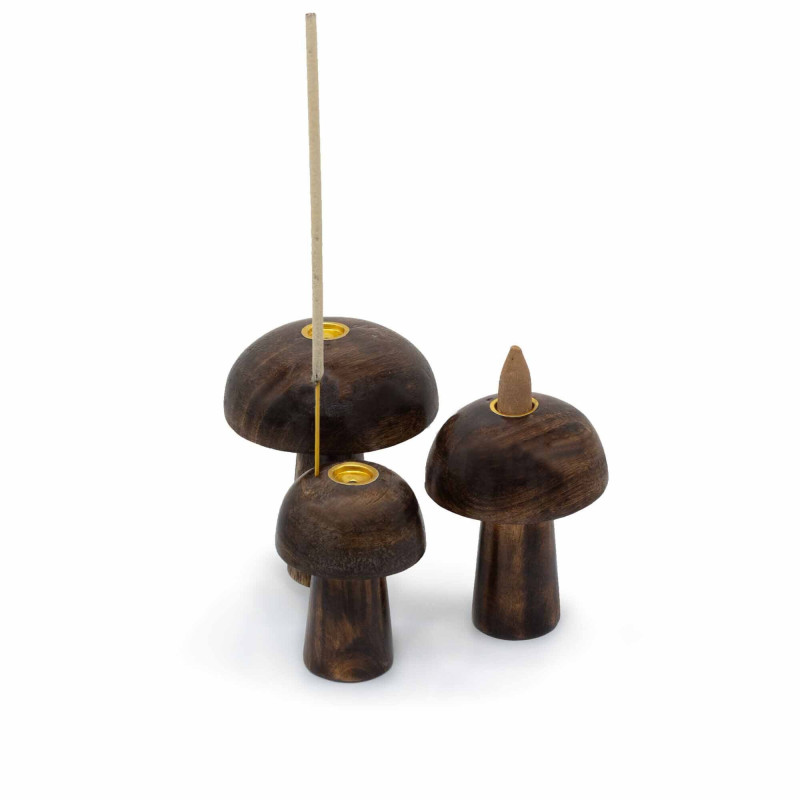 Lot de 3 cônes d'encens Champignons ((10cm 9cm 8cm)