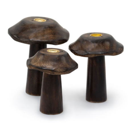 Lot de 3 cônes d'encens plats Champignons (13 cm 12 cm 11 cm)