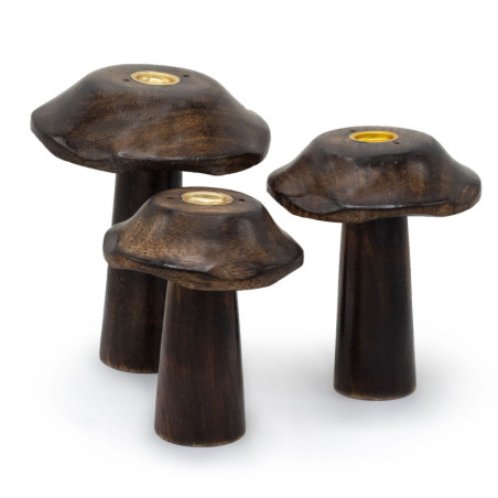 Lot de 3 cônes d'encens plats Champignons (13 cm 12 cm 11 cm)