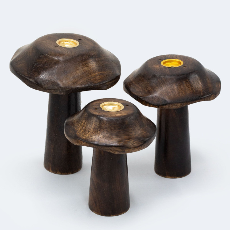 Lot de 3 cônes d'encens plats Champignons (13 cm 12 cm 11 cm)
