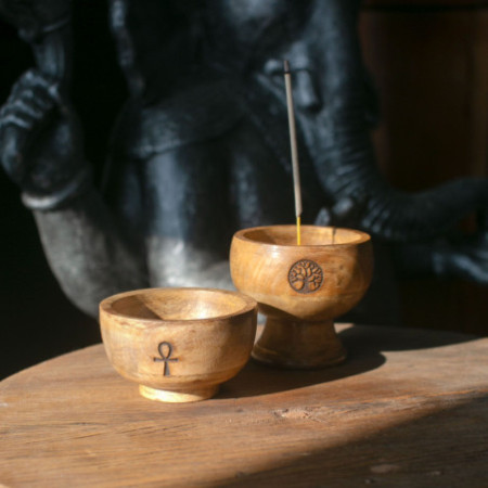 Grand bol rituel porte-cône d'encens 11 x 10 cm - Om