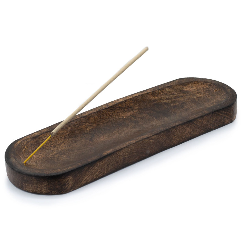 Grand plateau à encens 30 x 10 cm - Bois de manguier classique