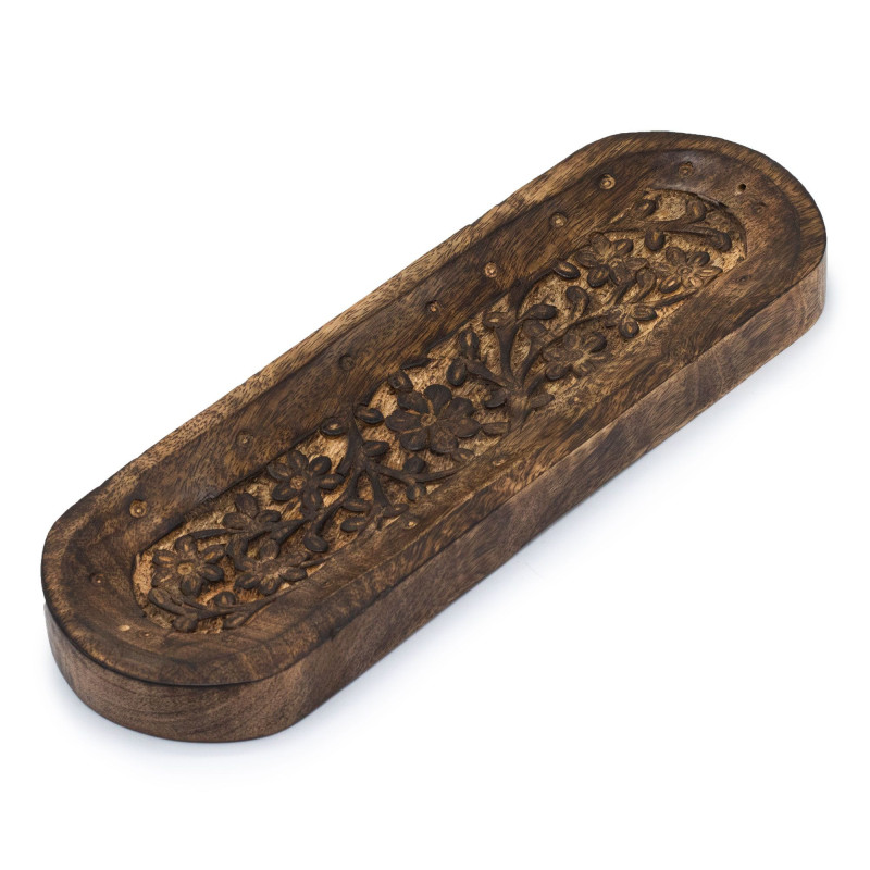 Grand plateau à encens 30 x 10 cm - Motif floral