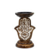 Bougeoir en bois de manguier - Hamsa - Petit 18x11cm