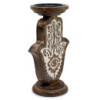 Bougeoir en bois de manguier - Hamsa - Grand 25x18cm