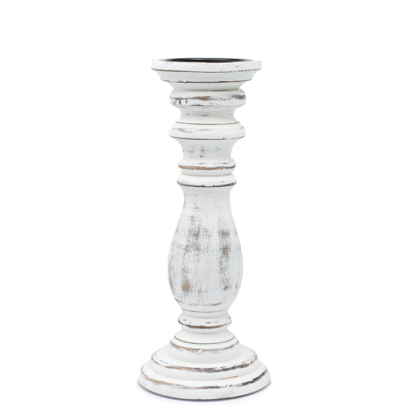 Bougeoir classique - Blanchi à la chaux - 30 x 10 cm - Moyen