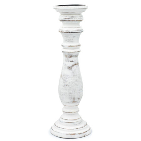 Bougeoir classique - Blanchi à la chaux - 37 x 10 cm - Grand
