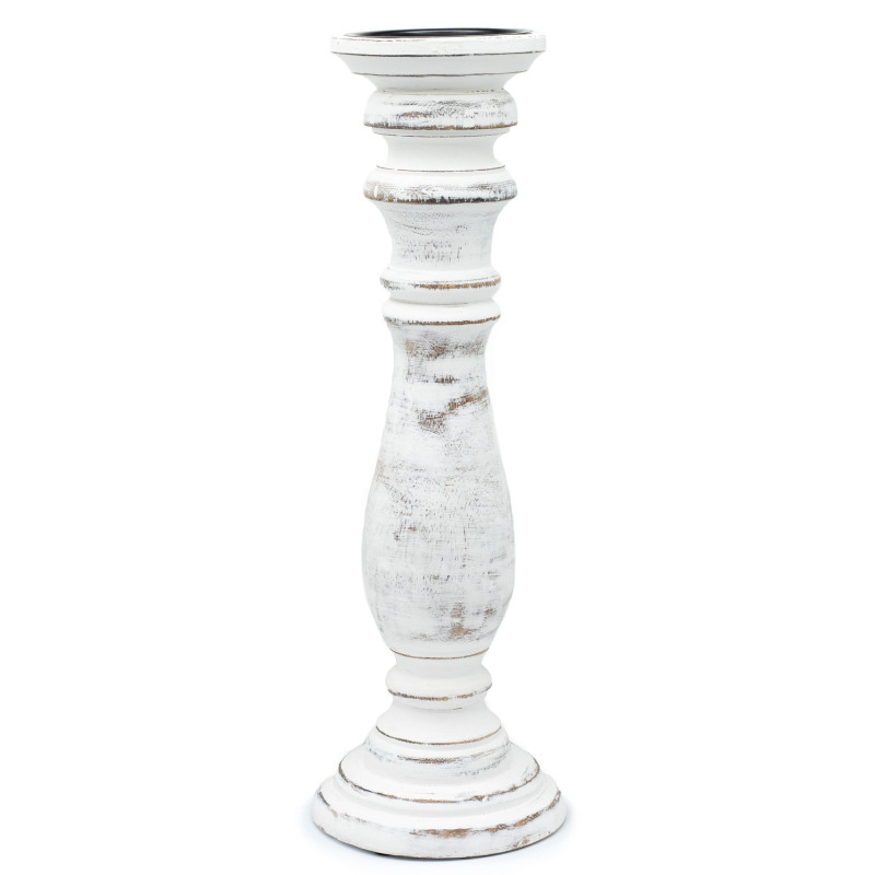 Bougeoir classique - Blanchi à la chaux - 37 x 10 cm - Grand
