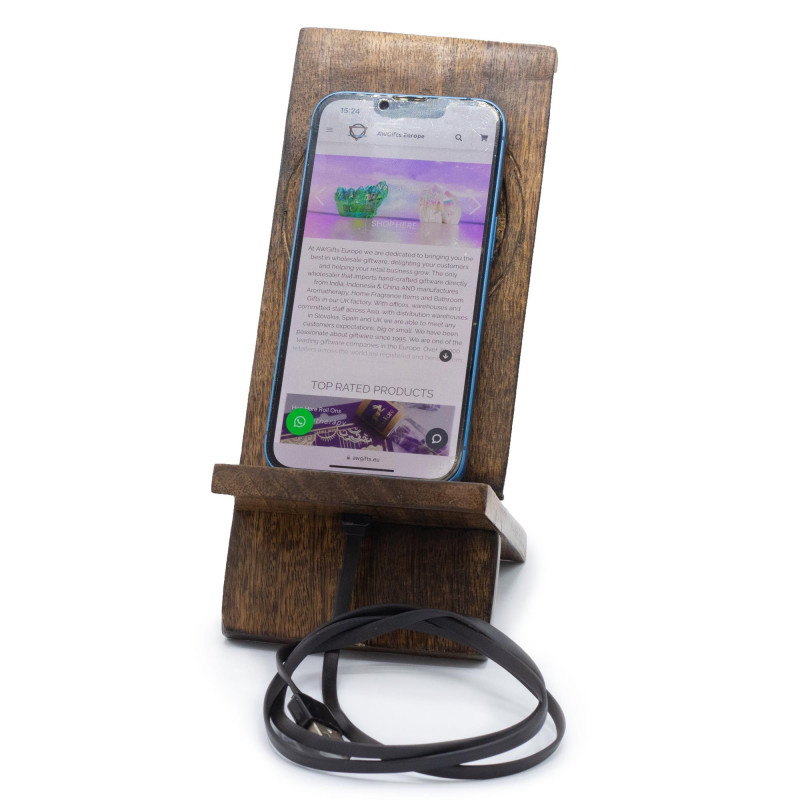 Supports de téléphone en bois sculpté - Arbre de vie 20 x 9,5 cm