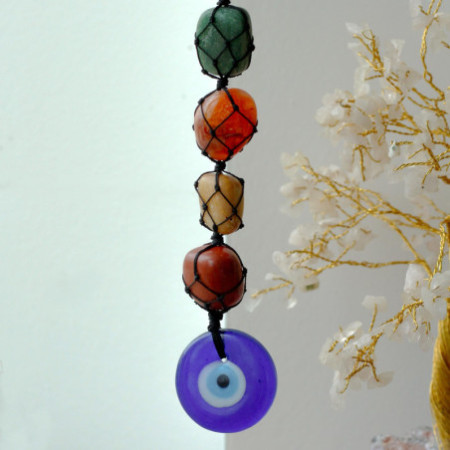 Pendentif en pierre de chakra suspendu - Mauvais œil