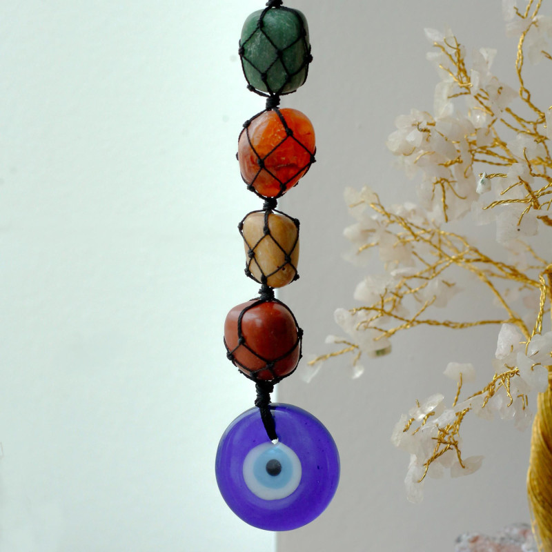 Pendentif en pierre de chakra suspendu - Mauvais œil