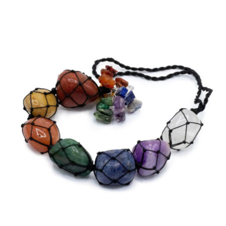 Pendentif en pierre de chakra suspendue - Chips des sept chakras