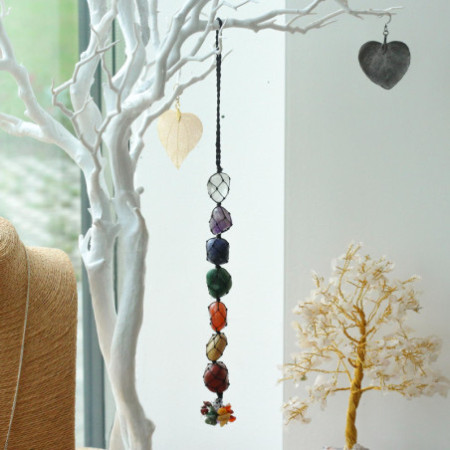 Pendentif en pierre de chakra suspendue - Chips des sept chakras