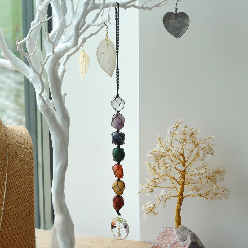 Pendentif en pierre de chakra suspendu - Arbre de vie