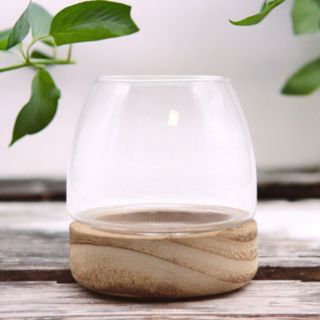 Mini Terrarium en bois de tung naturel - 10x10cm
