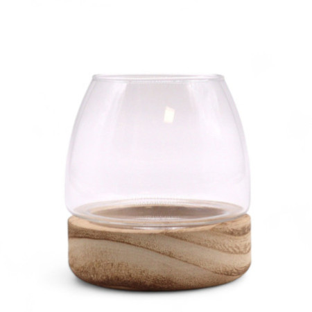 Mini Terrarium en bois de tung naturel - 10x10cm