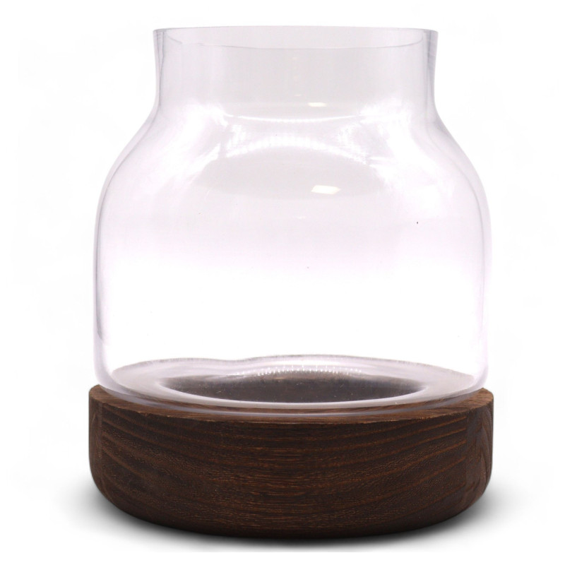Terrarium de forme moyenne en bois de tung foncé - 16x18cm