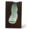 Grand vase en verre / Terrarium en bois de tung foncé - 18 x 5 x 32 cm