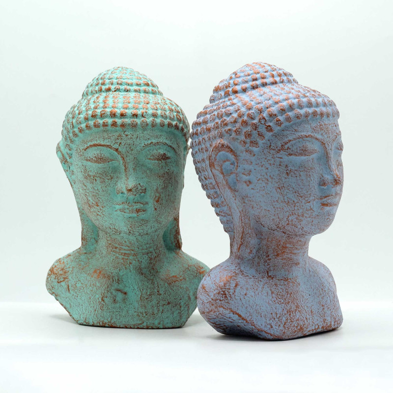 Tête de Bouddha Tranquillité - Cuivre Vert