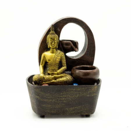 Fontaine de table - 21,5 cm - Bouddha doré et pots
