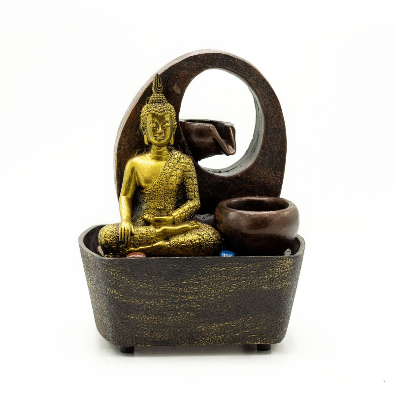 Fontaine de table - 21,5 cm - Bouddha doré et pots