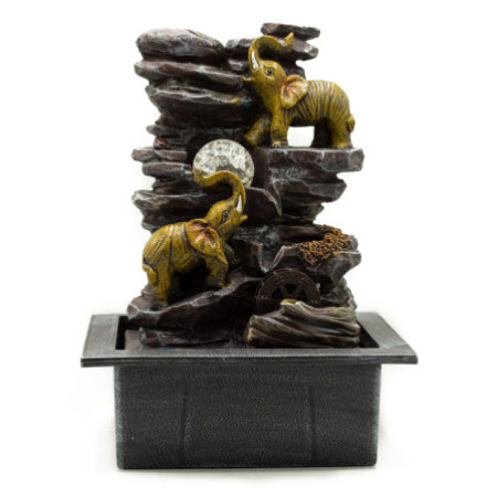 Fontaine de table - 35 cm - Éléphants, boule de cristal et roue à eau