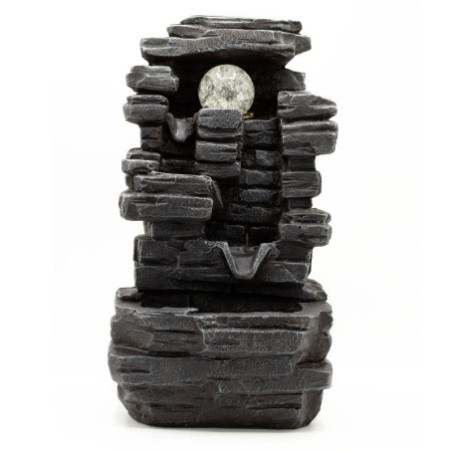 Fontaine de table - 35 cm - Formation de dalles rocheuses et boule de cristal