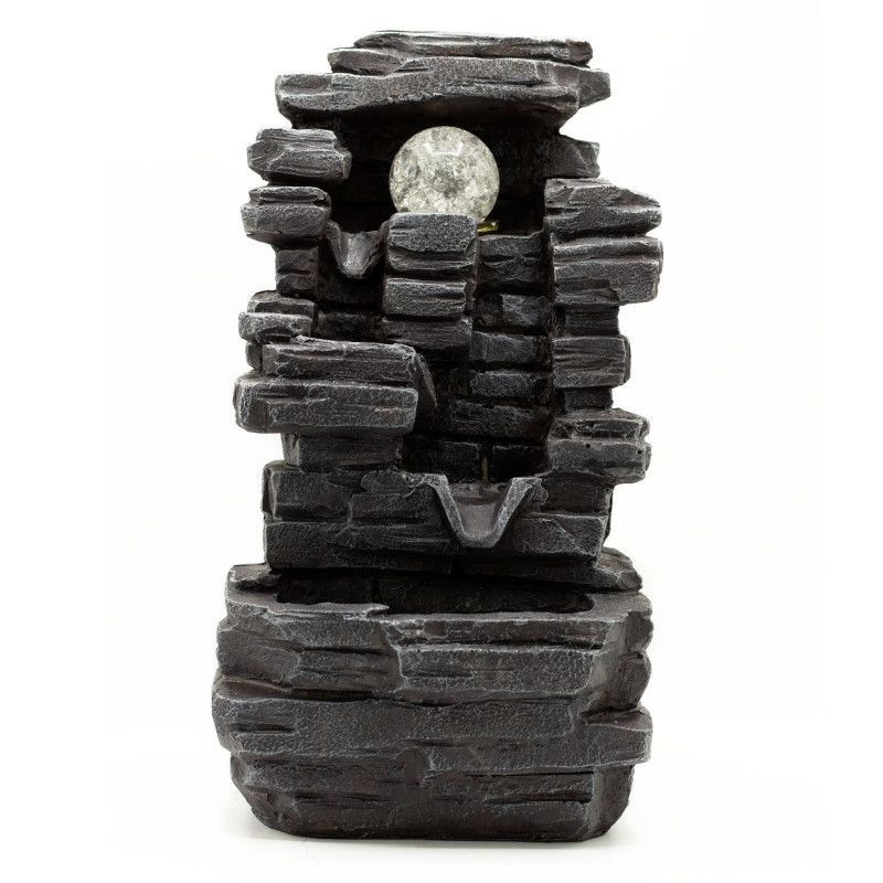Fontaine de table - 35 cm - Formation de dalles rocheuses et boule de cristal