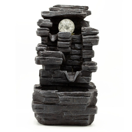 Fontaine de table - 35 cm - Formation de dalles rocheuses et boule de cristal