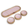 Plateau en bois de manguier avec 3 bols - Joli motif floral