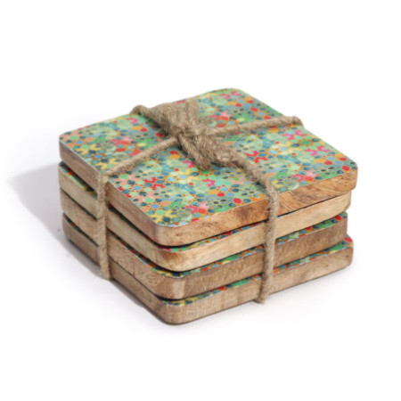 Lot de 4 sous-verres carrés - Motif carreaux méditerranéens