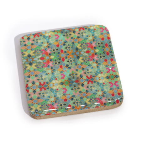 Lot de 4 sous-verres carrés - Motif carreaux méditerranéens