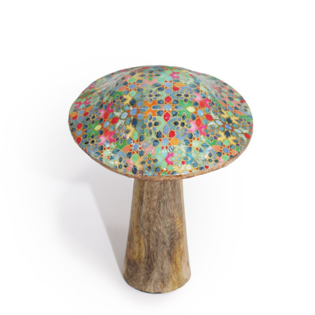 Petit champignon - 10 cm - Motif carreaux méditerranéens