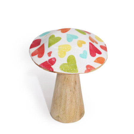 Petit champignon - 10 cm - Cœurs pastel