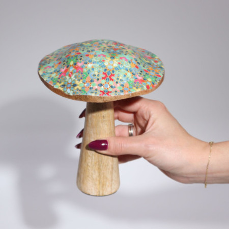 Champignon moyen - 15 cm - Joli motif floral