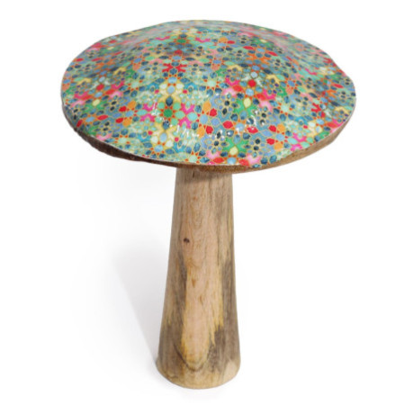 Grand champignon - 20 cm - Motif carreaux méditerranéens