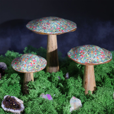 Grand champignon - 20 cm - Motif carreaux méditerranéens
